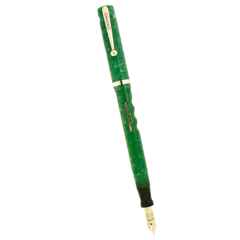 CIRCA 1925 SHEAFFER JADE FLAT TOP PORTHOLE DEMONSTRATOR FOUNTAIN PEN MINT OFFERED BY ANTIQUE DIGGER