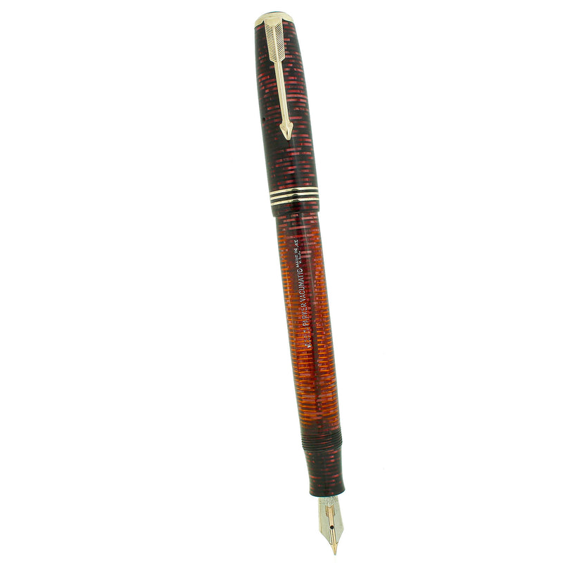 1937 PARKER VACUMATIC BURGUNDY PEARL DOUBLE JEWEL STANDARD SIZE FOUNTAIN PEN RESTORED OFFERED BY ANTIQUE DIGGER