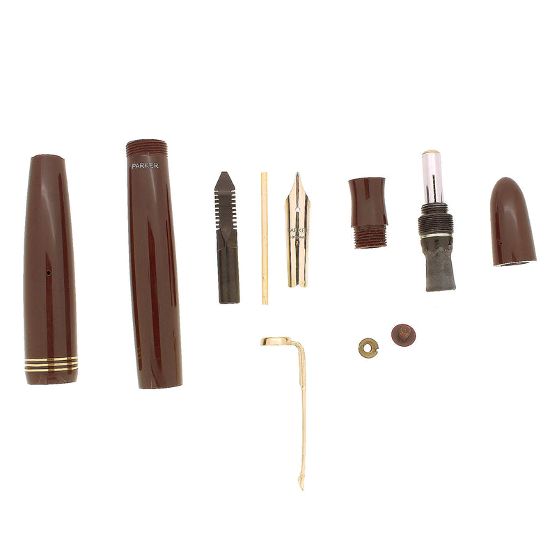 SCARCE C1953 PARKER MAXIMA VACUMATIC BURGUNDY FOUNTAIN PEN FRENCH MADE RESTORED OFFERED BY ANTIQUE DIGGER