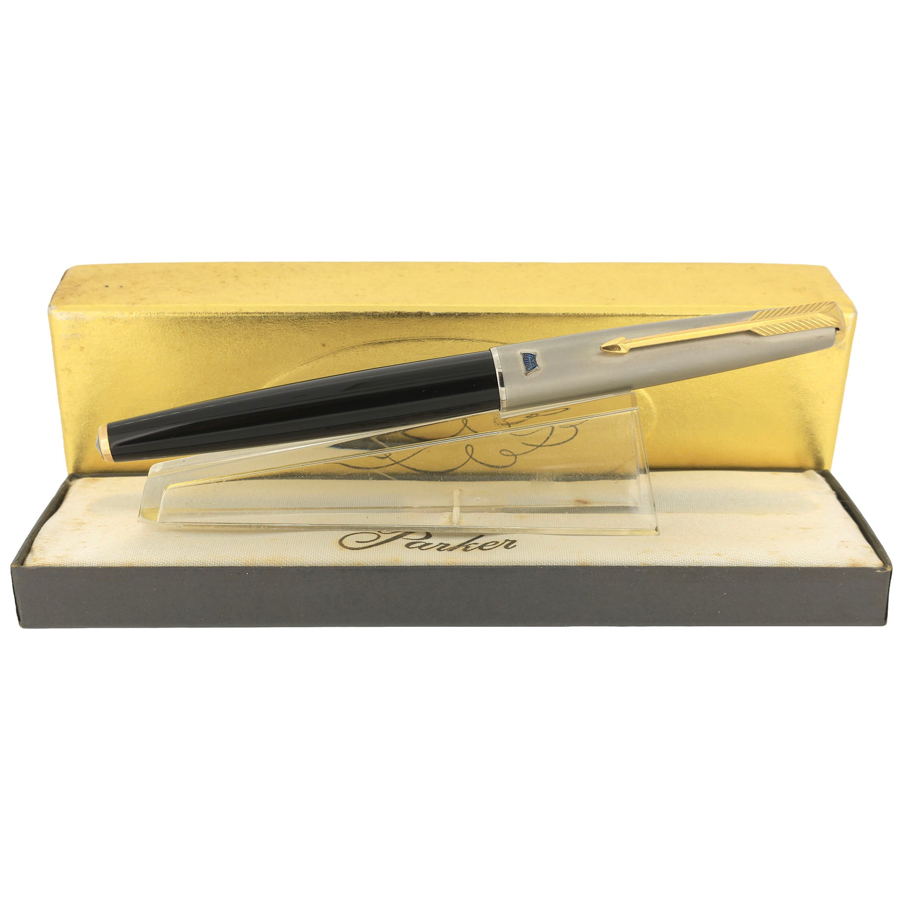 PARKER 61 ヴィンテージ 万年筆　USA アンティーク NEW OLD STOCK 1956 PARKER 61 FIRST EDITION BLACK W/LUSTRALOY CAP 14K M