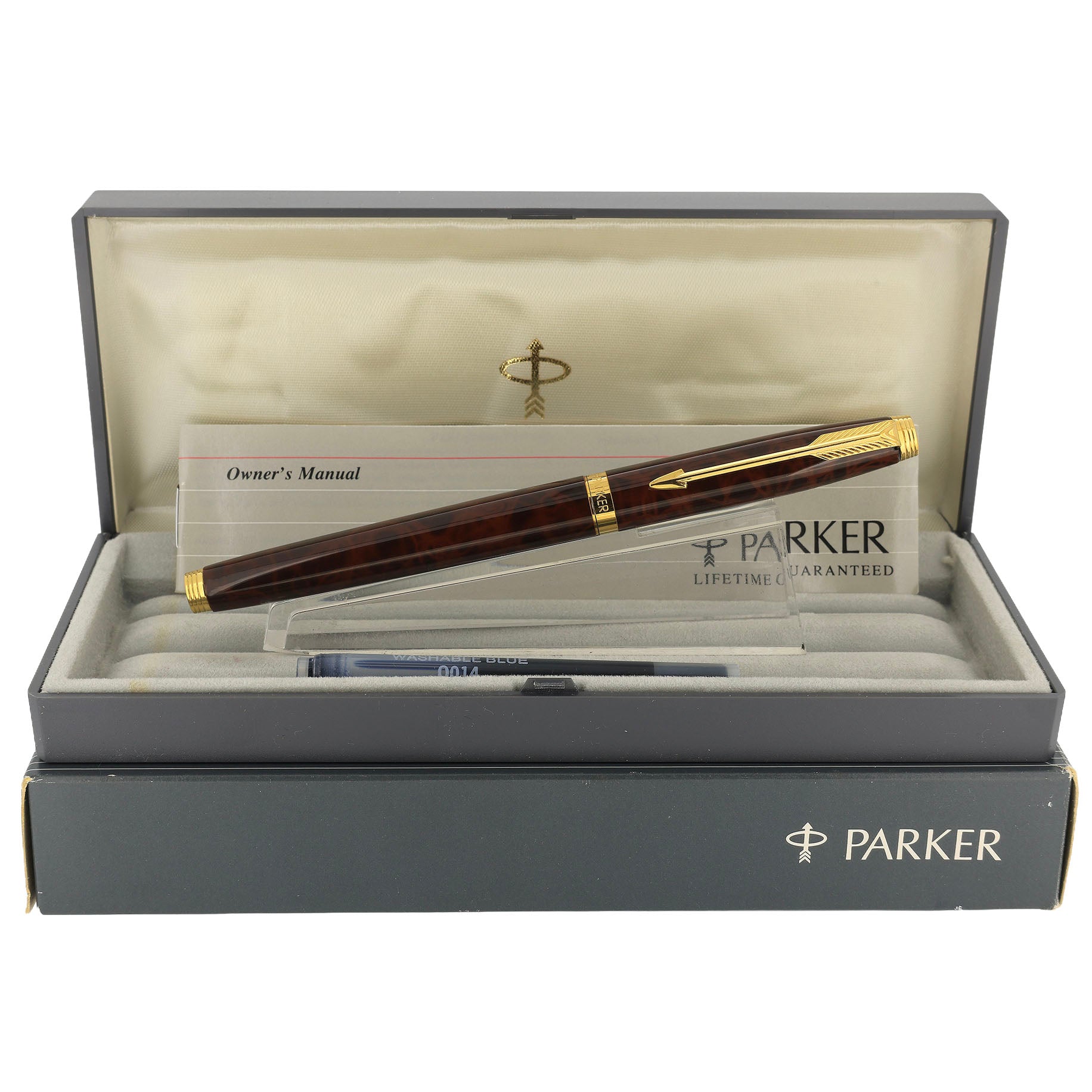 1990 PARKER 75 THUYA BROWN LACQUER 18K BROAD OBLIQUE ITALIC NIB FOUNTA