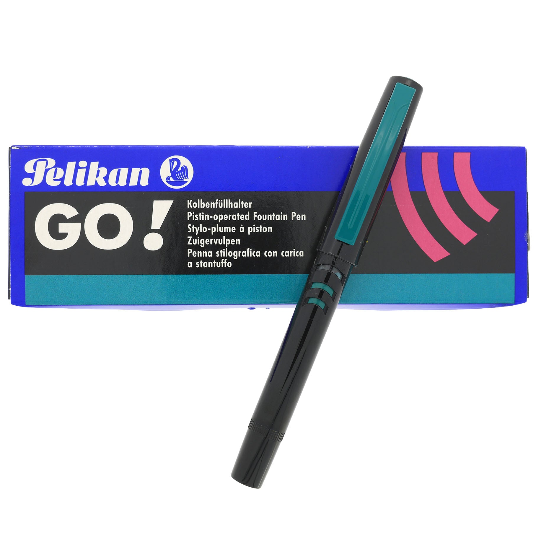 NEW OLD STOCK 1992 PELIKAN GO! M75 TURQUOISE/BLACK MEDIUM NIB FOUNTAIN