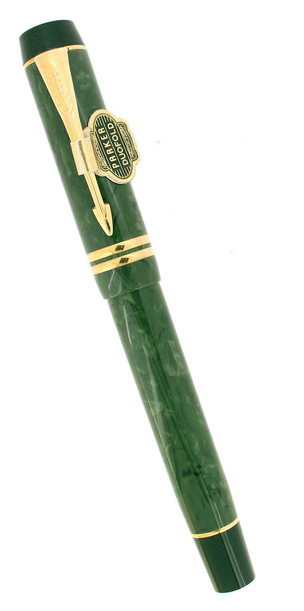 772927/万年筆 duofold parker 18k 750 緑 筆記用具 Parker Centennial (Largest Size) Duofold Jade Marble (Grayish