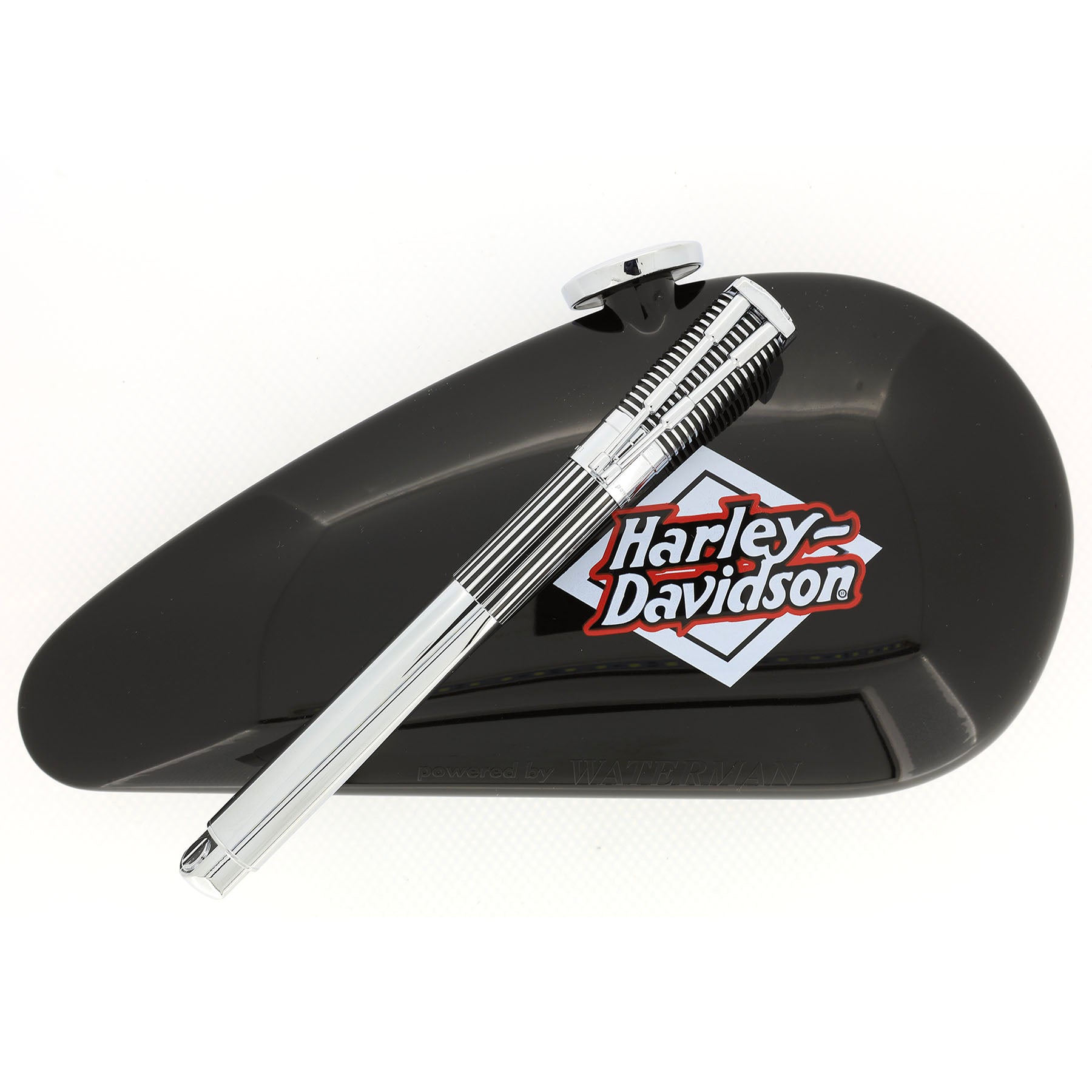 1999 WATERMAN BLACK & CHROME HARLEY DAVIDSON FOUNTAIN PEN IN GAS TANK