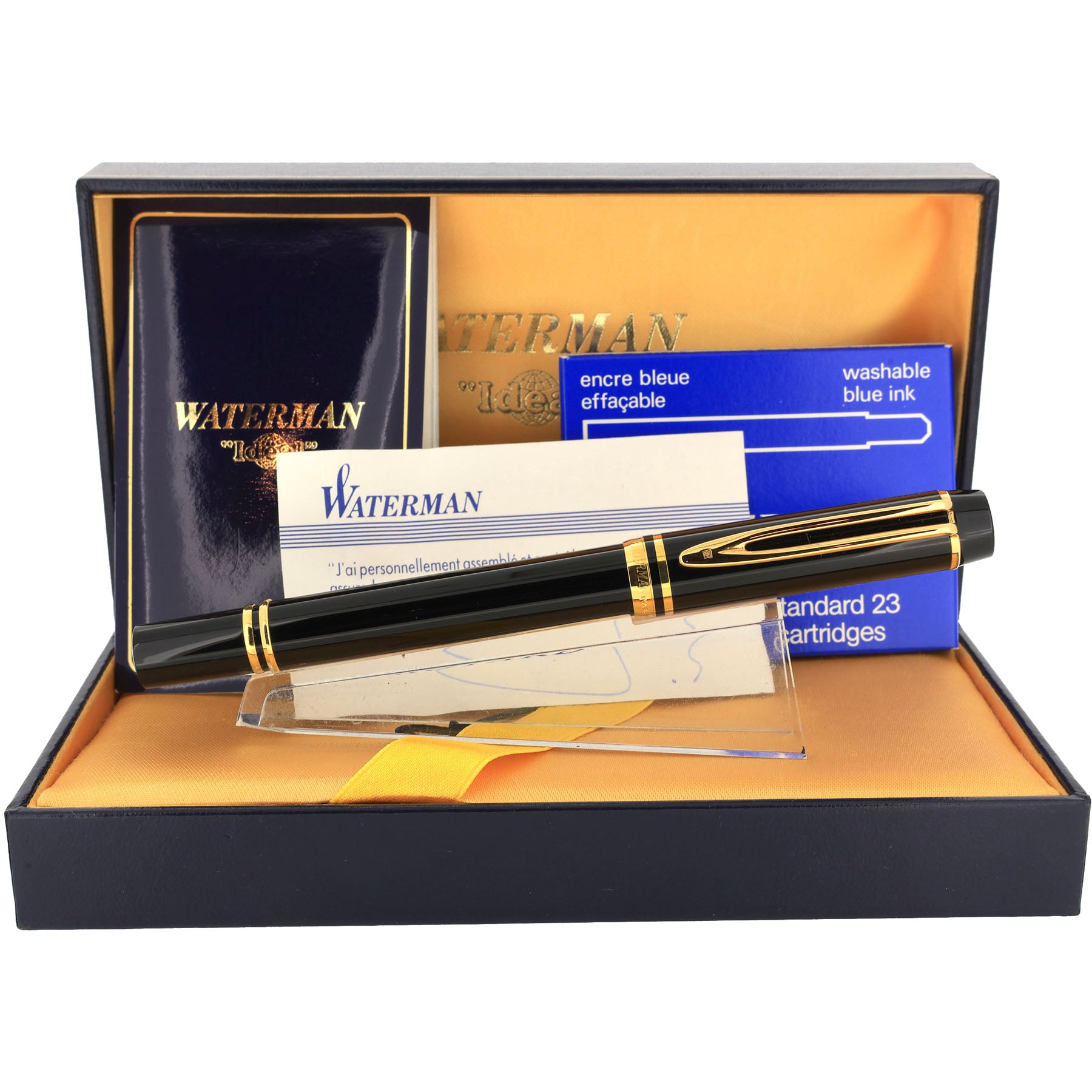2003 WATERMAN IDEAL LE MAN 100 FOUNTAIN PEN 18K MED GLOBE NIB MINT IN