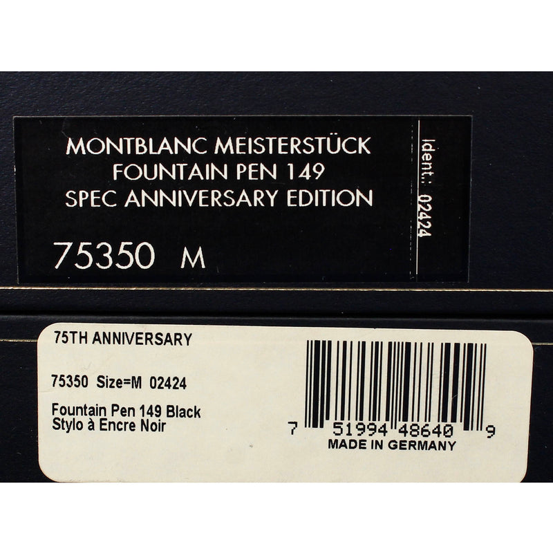 1999 75TH ANNIVERSARY MONTBLANC MEISTERSTUCK 149 SPECIAL EDITION FOUNTAIN PEN NEVER INKED