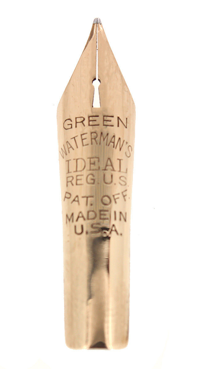 CIRCA 1927 WATERMAN #7 GREEN 14K KEYHOLE FOUNTAIN PEN NIB