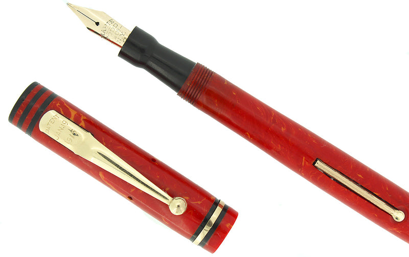 CIRCA 1927 SWAN MABIE TODD CORAL M-BBB+ FLEX NIB FOUNTAIN PEN RESTORED OFFERED BY ANTIQUE DIGGER