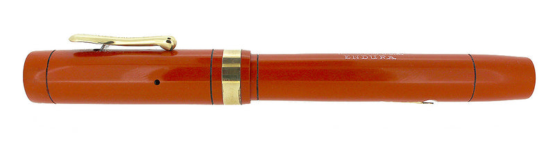 CIRC 1925 CONKLIN SENIOR ENDURA RED HARD RUBBER FOUNTAIN PEN RESTORED OFFERED BY ANTIQUE DIGGER