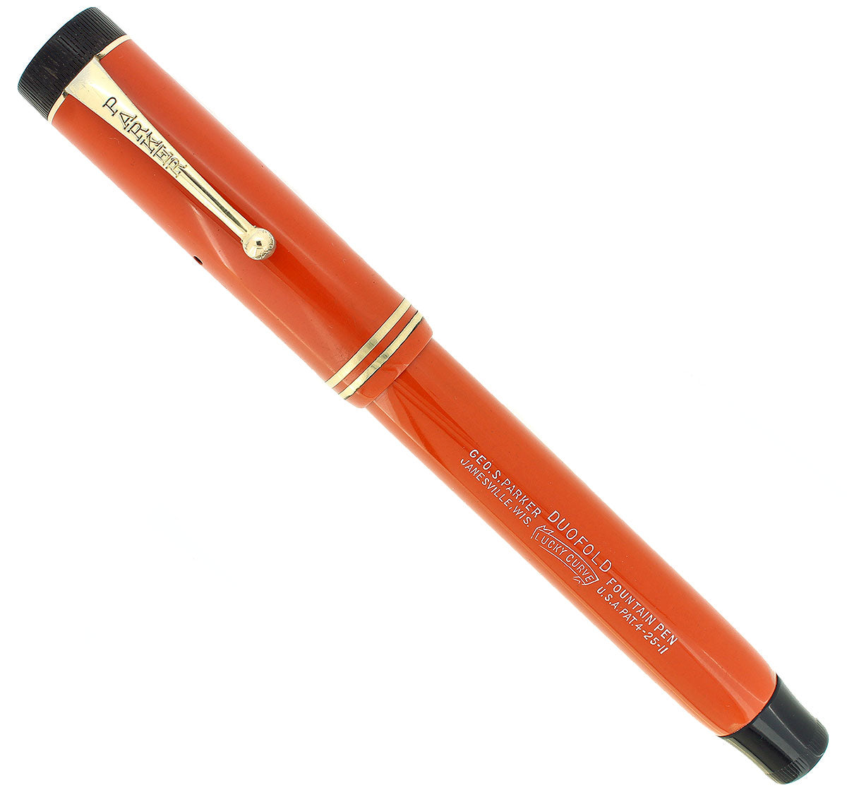 PARKER Duofold Senior Streamline Red 万年筆 C1928 PARKER DUOFOLD SENIOR RED PERMANITE LUCKY CURVE FOUNTAIN PEN RES