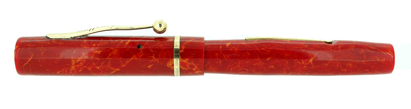 C1932 MABIE TODD SWALLOW CORAL F-BBB STUB FLEX NIB FOUNTAIN PEN RESTORED OFFERED BY ANTIQUE DIGGER
