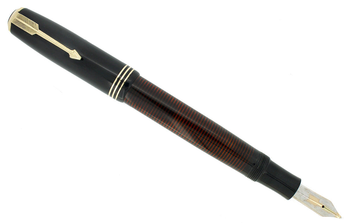 1935 PARKER JET BLACK DOUBLE JEWEL VACUMATIC OVERSIZE FOUNTAIN PEN