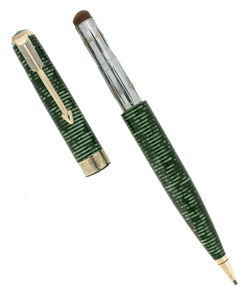 1937 PARKER VACUMATIC SENIOR MAXIMA EMERALD PEARL MECHANICAL PENCIL RESTORED OFFERED BY ANTIQUE DIGGER