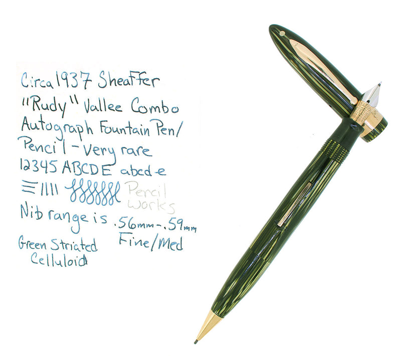 CIRCA 1937 SHEAFFER RUDY VALLEE AUTOGRAPGH FOUNTAIN PEN PENCIL COMBO RARE OFFERED BY ANTIQUE DIGGER