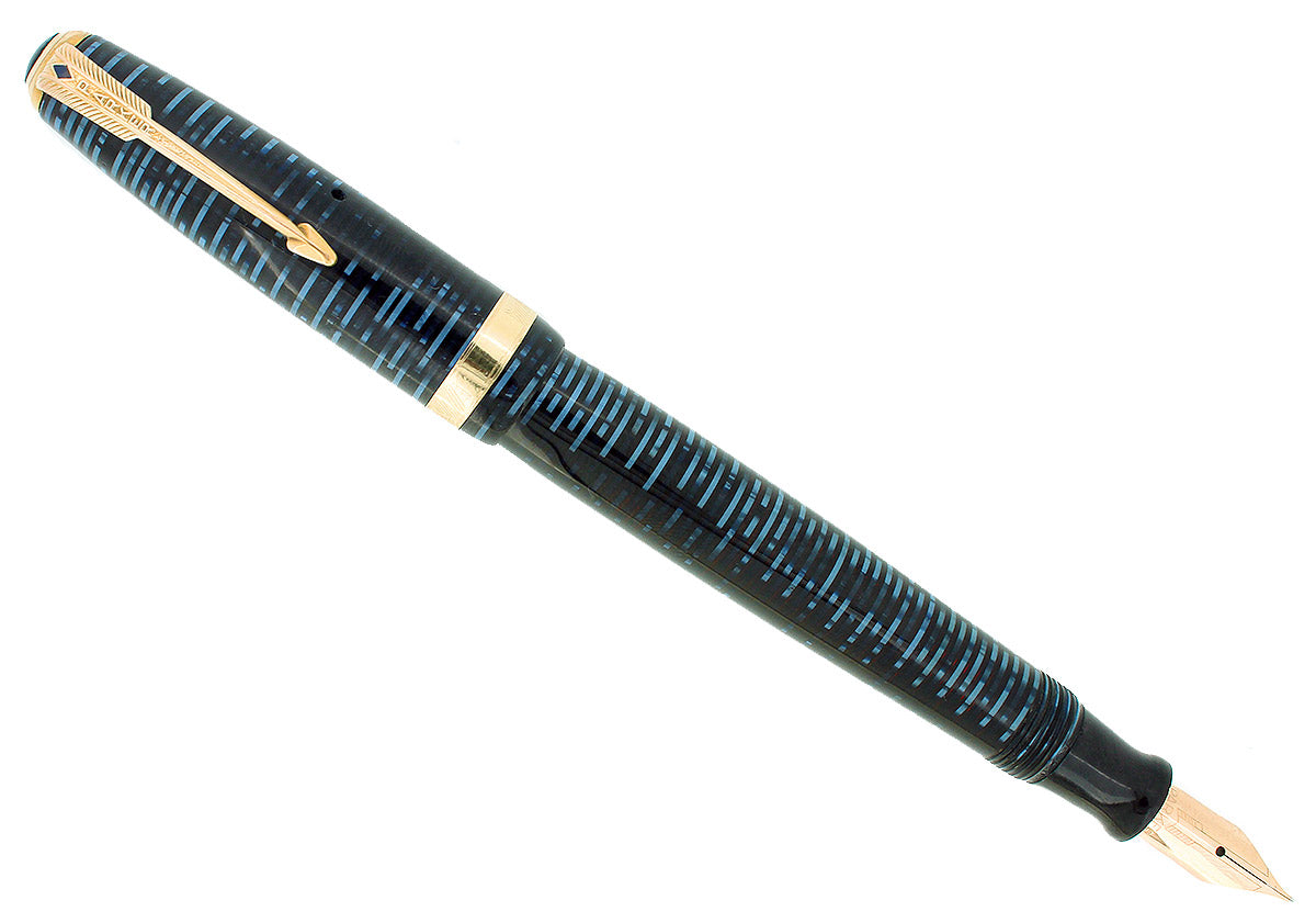 1946 PARKER AZURE PEARL VACUMATIC MAJOR SINGLE JEWEL FOUNTAIN PEN REST