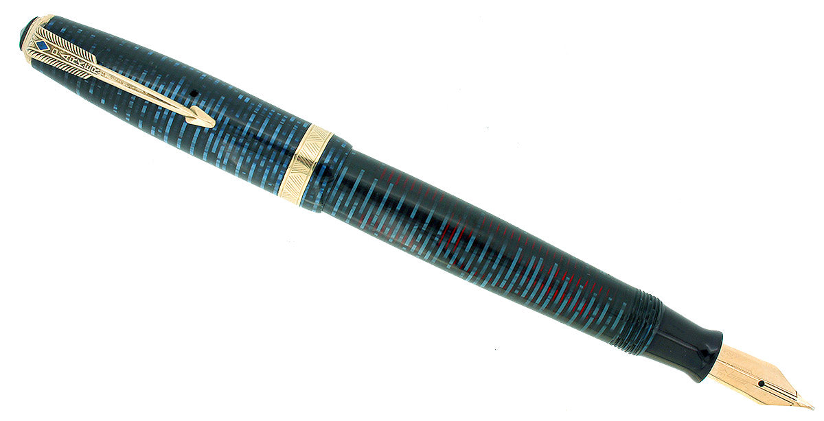 1946 PARKER AZURE PEARL VACUMATIC FOUNTAIN PEN MAJOR SIZE F-B FLEX NIB ...