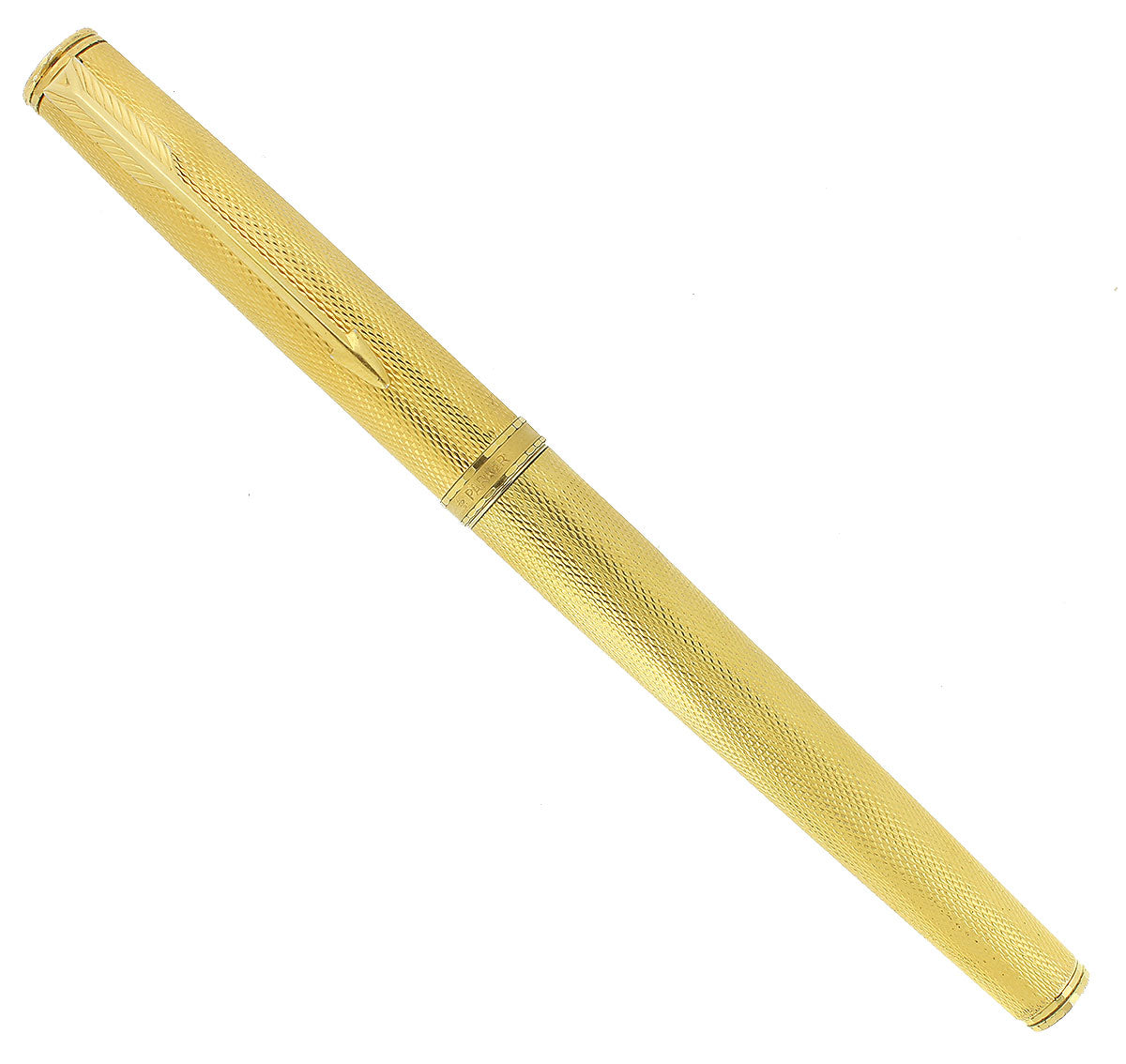 C1983 PARKER PREMIER 22K GP GRAIN D'ORGES 14K FINE NIB FOUNTAIN PEN FR