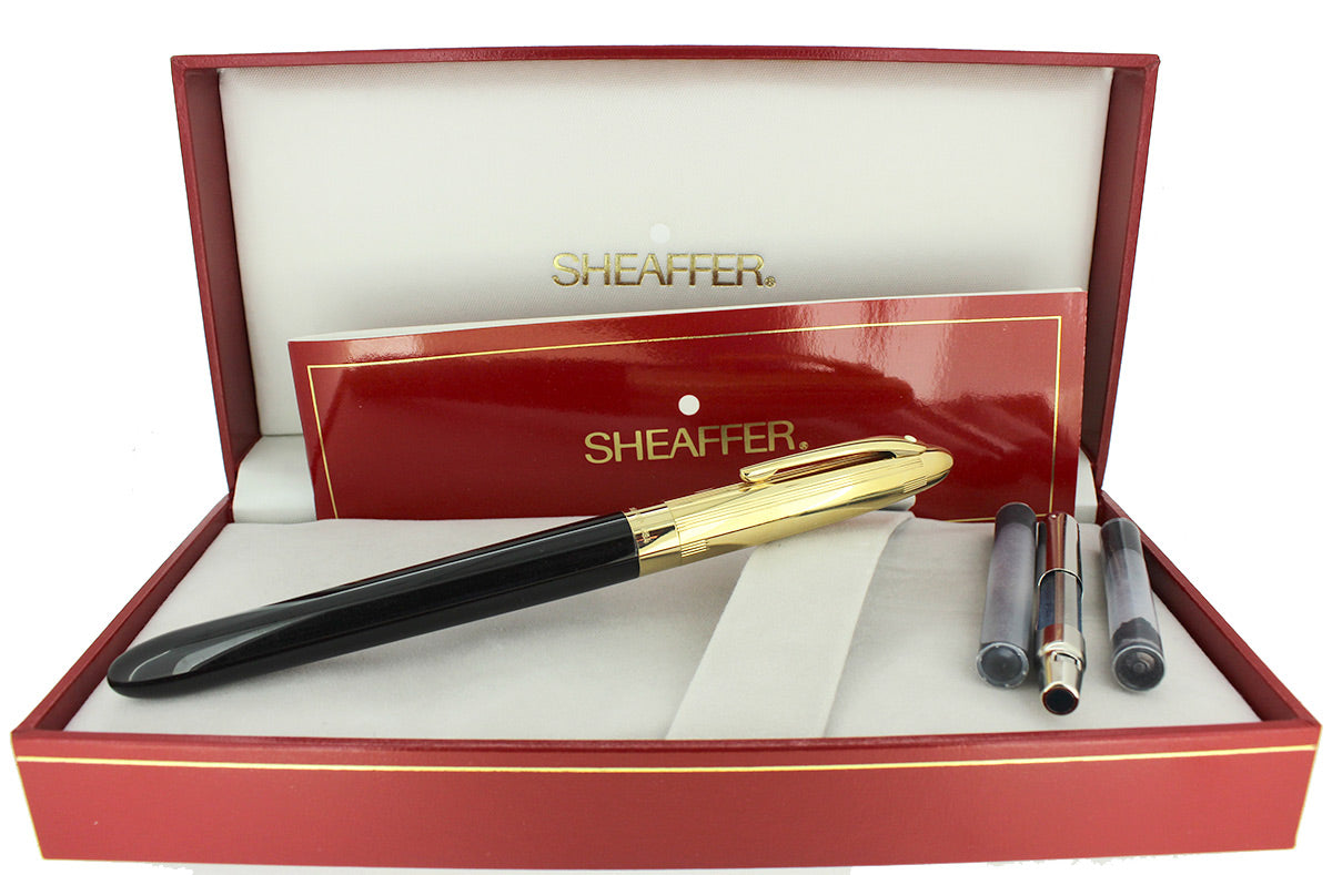 1992SheafferCrestGoldBlackLaqu