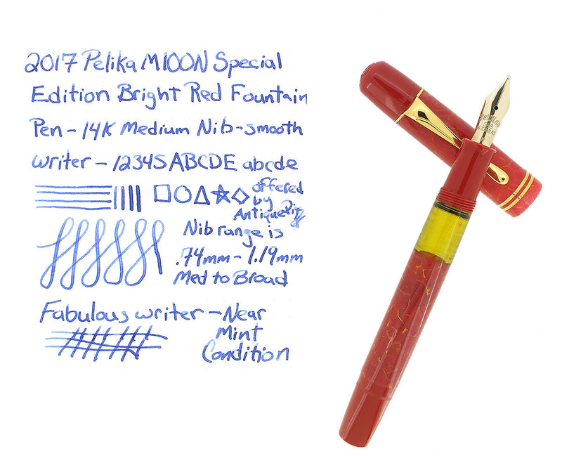 2017 PELIKAN M100N BRIGHT RED SPECIAL EDITION FOUNTAIN PEN NEAR MINT OFFERED BY ANTIQUE DIGGER