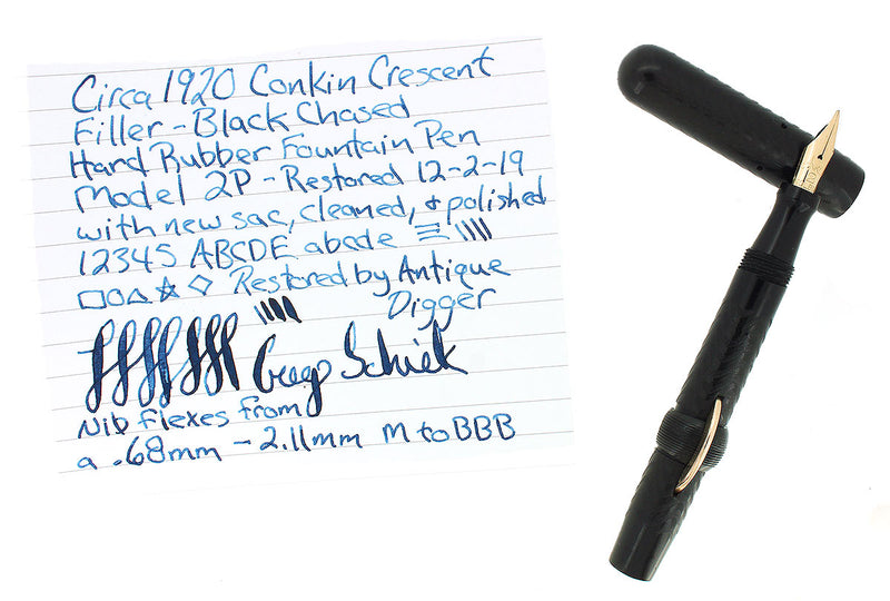 CIRCA 1920 CONKLIN 2P BCHR CRESCENT FILLER FOUNTAIN PEN NEAR MINT COND RESTORED OFFERED BY ANTIQUE DIGGER