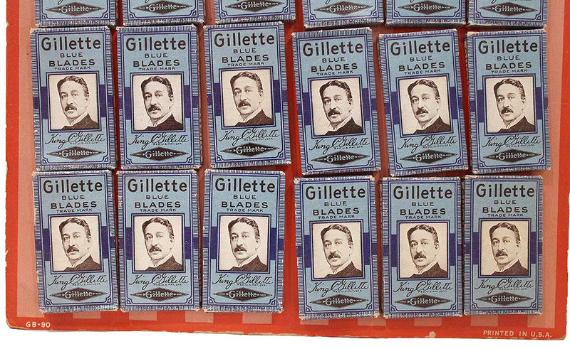 VINTAGE GILLETTE BLUE BLADES STORE DISPLAY UNUSED COMPLETE NEW OLD STOCK OFFERED BY ANTIQUE DIGGER
