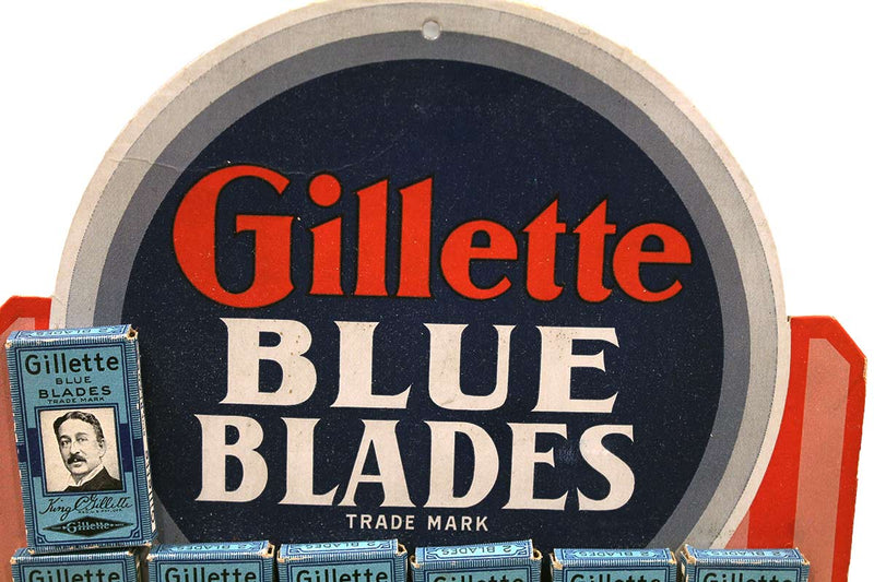 VINTAGE GILLETTE BLUE BLADES STORE DISPLAY UNUSED COMPLETE NEW OLD STOCK OFFERED BY ANTIQUE DIGGER