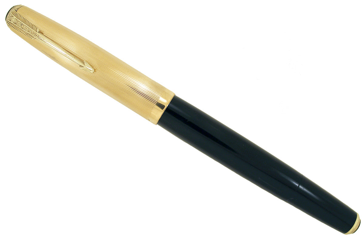 RESTORED 1946 PARKER 51 DOUBLE JEWEL FOUNTAIN PEN WITH 14K DIAMOND