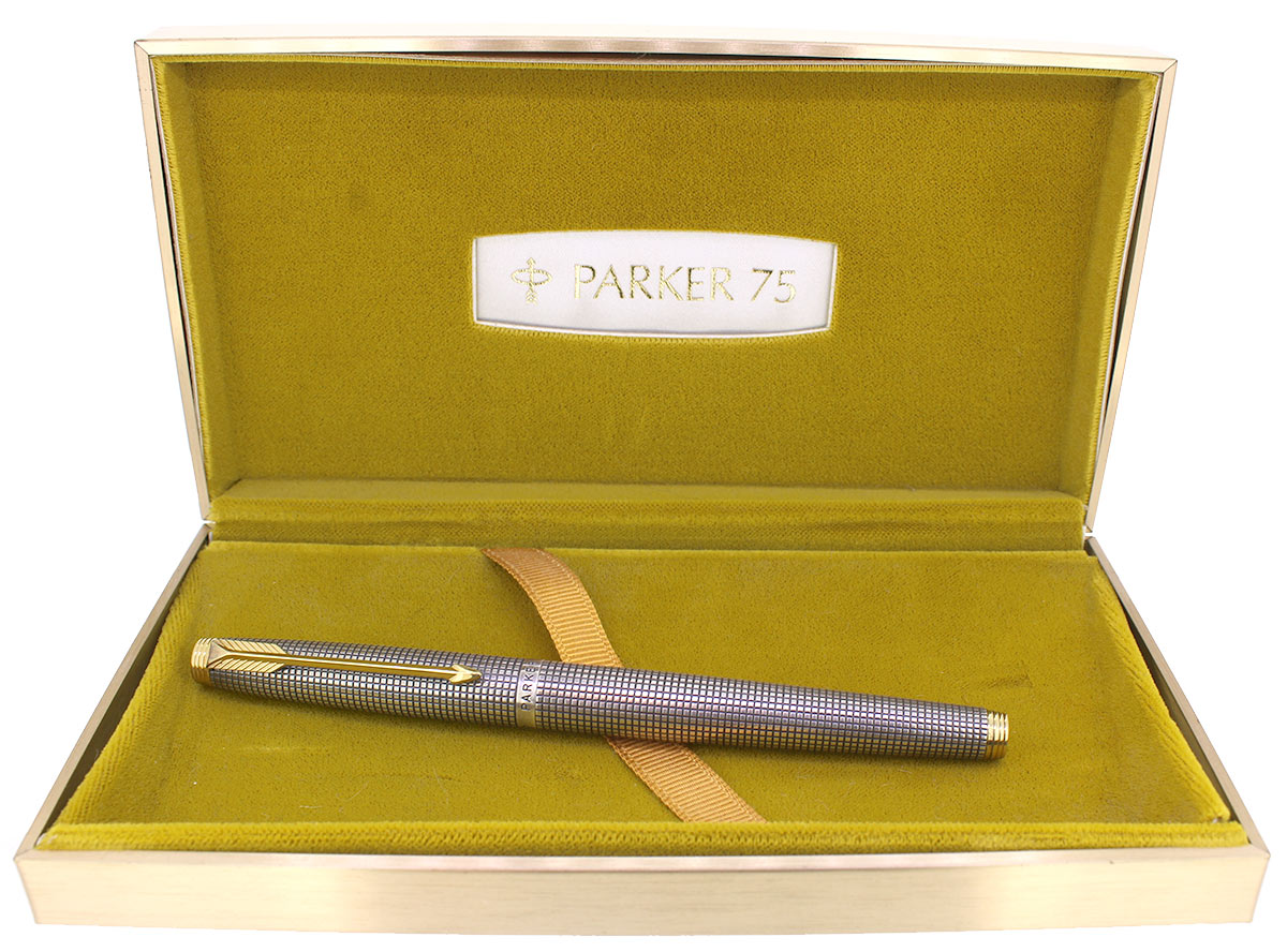 C1966 PARKER 75 STERLING SILVER CROSSHATCH GRID PATTERN FLAT TASSIES 6