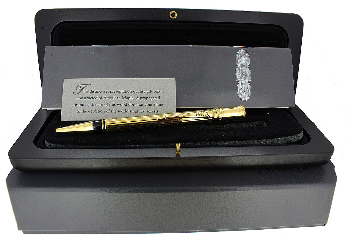 Parker パーカー　Duofold Collectors Box　1991 1991 PARKER DUOFOLD 23K GOLD GORDON BALLPOINT PEN MINT NEW IN BOX MADE