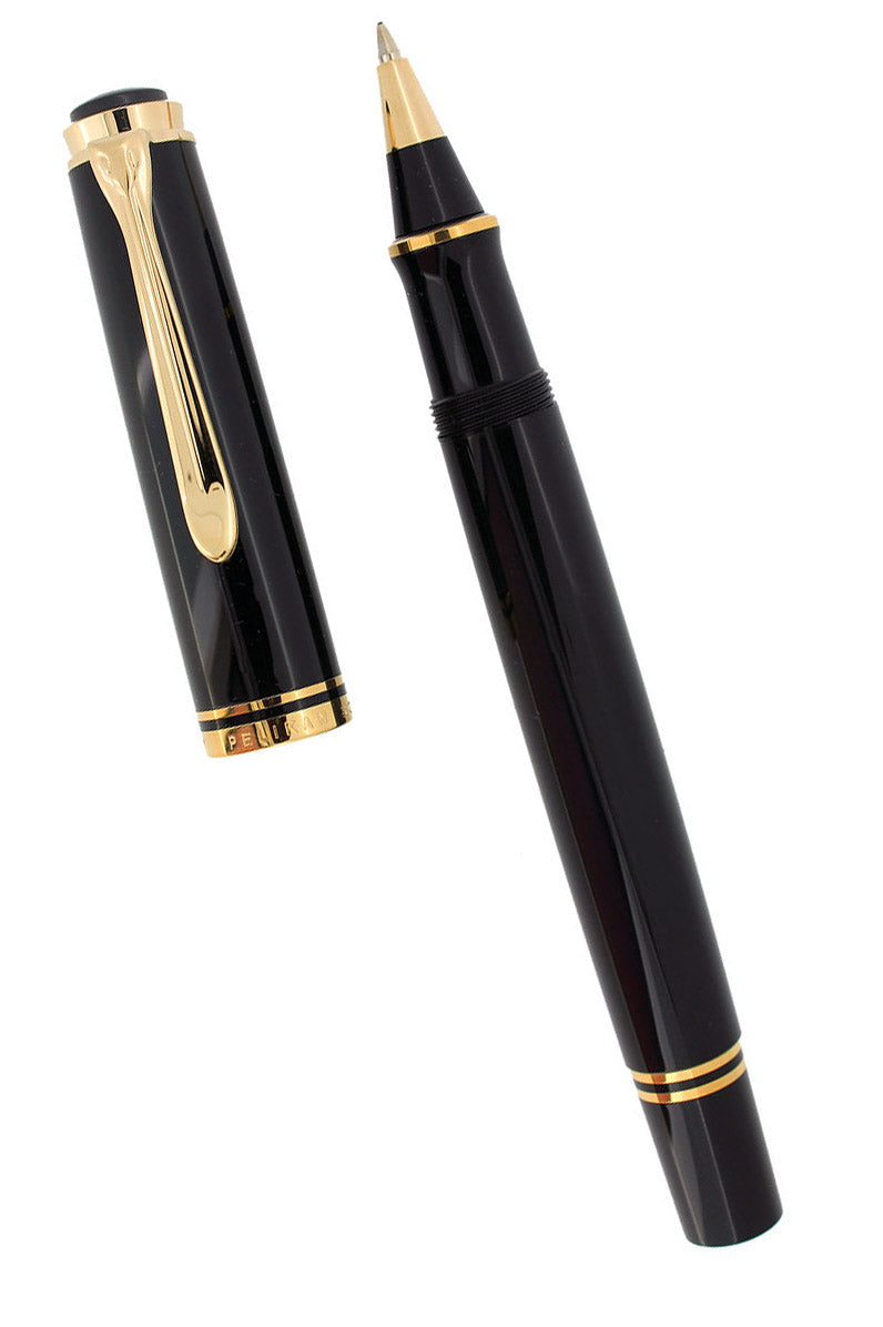 C1999 PELIKAN R600 SOVEREIGN BLACK ROLLERBALL PEN GOLD TRIM NEW OLD STOCK MINT OFFERED BY ANTIQUE DIGGER