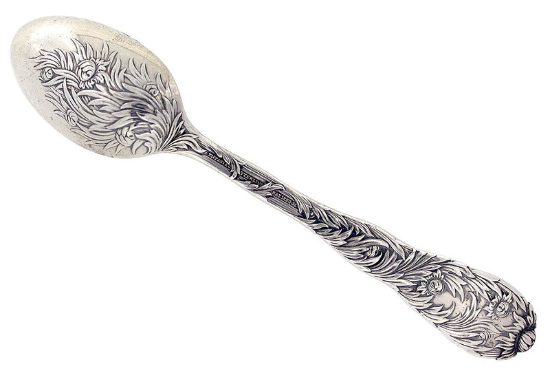 1880 TIFFANY & CO CHRYSANTHEMUM 5 3/4" TEASPOON STERLING SILVER GORGEOUS OFFERED BY ANTIQUE DIGGER