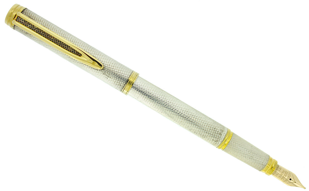 WATERMAN GENTLEMAN STERLING SILVER BARLEYCORN FOUNTAIN PEN 18K M NIB R