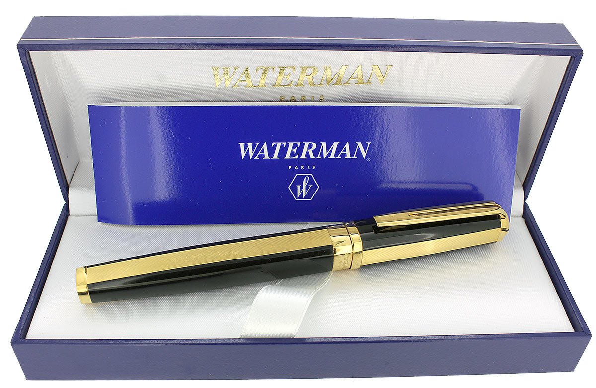 WATERMAN EXCEPTION NIGHT & DAY GOLD ROLLERBALL PEN IN BOX W/PAPERS MIN