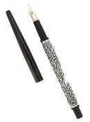 C1908 WATERMAN 222 BHR TAPER CAP STERLING CHASED PATTERN EYEDROPPER FOUNTAIN PEN NEAR MINT COND OFFERED BY ANTIQUE DIGGER