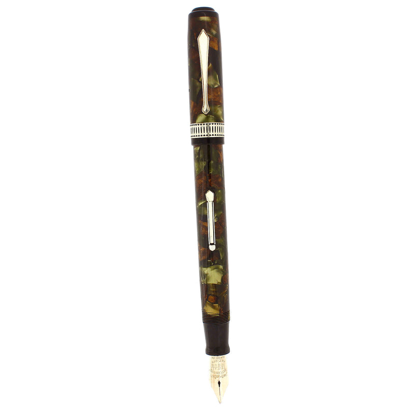 1920S WATERMAN PATRICIAN MOSS AGATE 14K F-BB SEMI-FLEX NIB FOUNTAIN PEN RESTORED NEAR MINT OFFERED BY ANTIQUE DIGGER