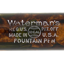 1920S WATERMAN PATRICIAN MOSS AGATE 14K F-BB SEMI-FLEX NIB FOUNTAIN PEN RESTORED NEAR MINT OFFERED BY ANTIQUE DIGGER