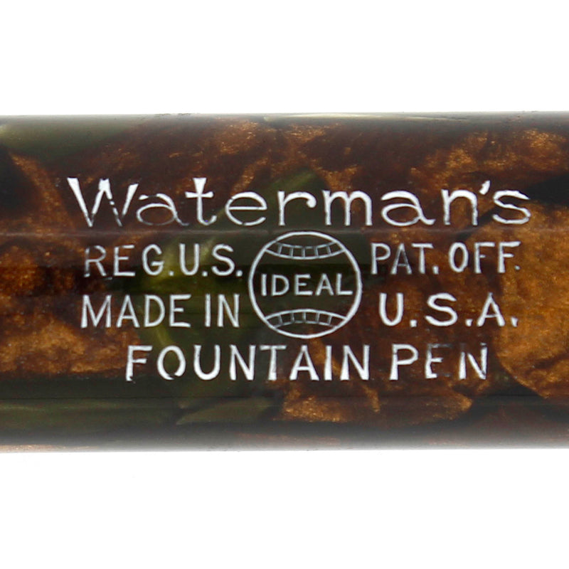 1920S WATERMAN PATRICIAN MOSS AGATE 14K F-BB SEMI-FLEX NIB FOUNTAIN PEN RESTORED NEAR MINT OFFERED BY ANTIQUE DIGGER