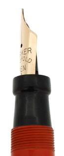 SCARCE C1923 DUOFOLD SENIOR RED HARD RUBBER LARGE IMPRINT FOUNTAIN PEN RESTORED OFFERED BY ANTIQUE DIGGER