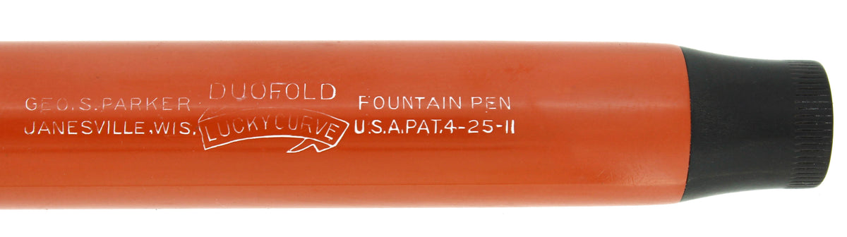 CIRCA 1925 DUOFOLD SENIOR LUCKYCURVE RED HARD RUBBER FOUNTAIN PEN REST