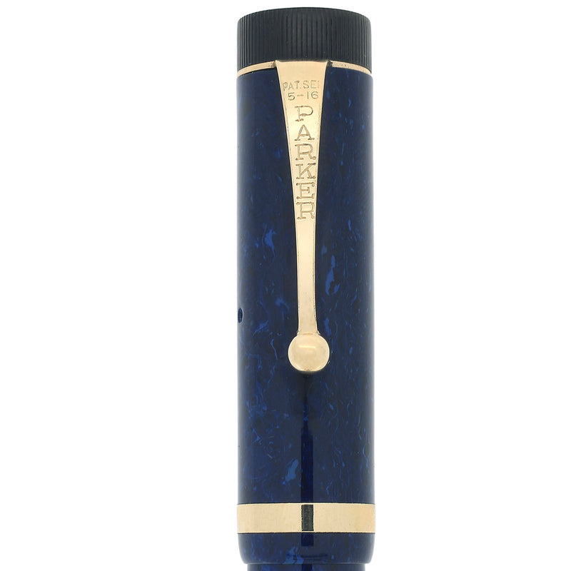 CIRCA 1927 PARKER SR DUOFOLD BLUE ON BLUE LAPIS FOUNTAIN PEN F-M