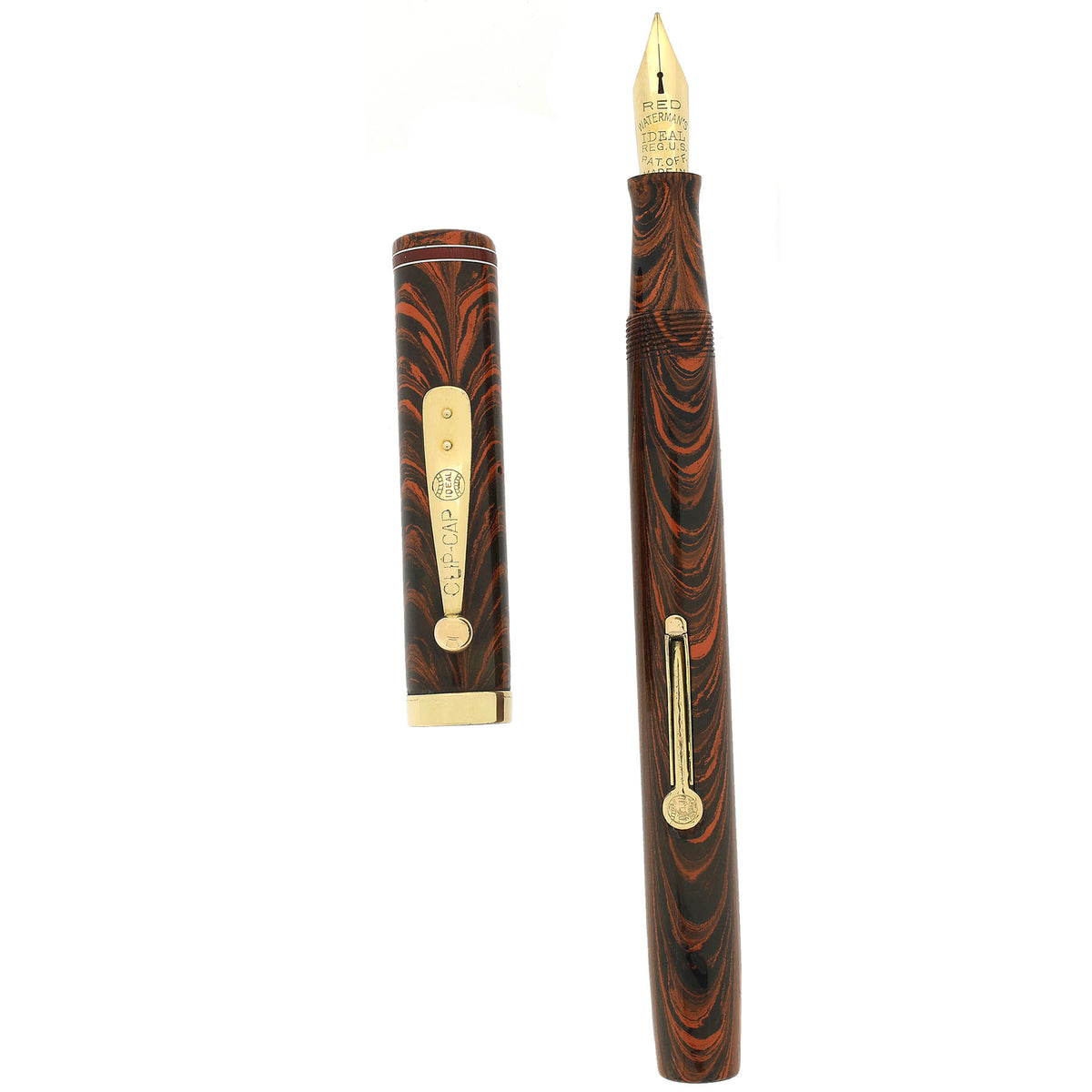 Waterman ウォーターマン万年筆 No.7 レッドバンド　ペン先Red金 1927 WATERMAN #7 RED RIPPLE W/RED KEYHOLE NIB FOUNTAIN PEN RESTORED