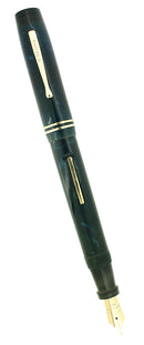 RARE C1928 CARTER'S OVERSIZE BLUE MARBLED W/BLACK ENDS FOUNTAIN PEN RESTORED OFFERED BY ANTIQUE DIGGER