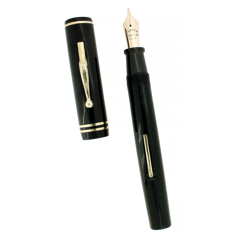 SCARCE CIRCA 1928 CARTER'S OVERSIZE 2117 POLISHED BLACK FOUNTAIN PEN RESTORED OFFERED BY ANTIQUE DIGGER