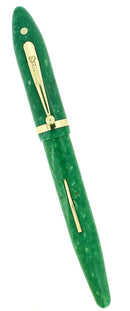 CIRCA 1929 SHEAFFER OVERSIZE JADE GREEN BALANCE FOUNTAIN PEN RESTORED OFFERED BY ANTIQUE DIGGER