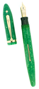 CIRCA 1929 SHEAFFER OVERSIZE JADE GREEN BALANCE FOUNTAIN PEN RESTORED OFFERED BY ANTIQUE DIGGER