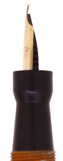 RARE C1928 SWAN MABIE TODD TANGERINE CELLULOID STUB NIB FOUNTAIN PEN RESTORED OFFERED BY ANTIQUE DIGGER