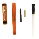 RARE C1928 SWAN MABIE TODD TANGERINE CELLULOID STUB NIB FOUNTAIN PEN RESTORED OFFERED BY ANTIQUE DIGGER