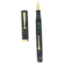 CIRCA 1928 WATERMAN 94 BLUE GREEN RIPPLE 9CT CAP BANDING FOUNTAIN PEN RESTORED OFFERED BY ANTIQUE DIGGER