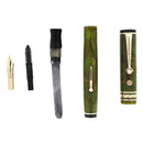 STICKERED CIRCA 1929 WAHL EVERSHARP BRAZILIAN GREEN GOLD SEAL DECOBAND FOUNTAIN PEN OFFERED BY ANTIQUE DIGGER