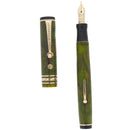 STICKERED CIRCA 1929 WAHL EVERSHARP BRAZILIAN GREEN GOLD SEAL DECOBAND FOUNTAIN PEN OFFERED BY ANTIQUE DIGGER